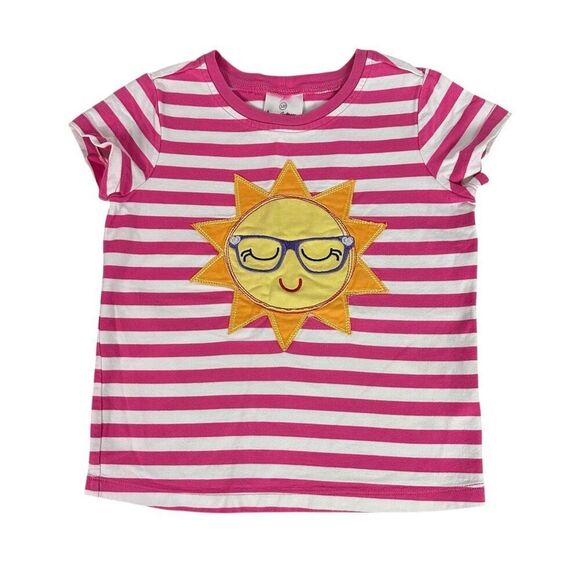 Hanna Andersson Pink Striped Sun Graphic T-Shirt size 6-7 - Picture 1 of 7
